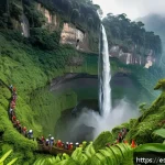 Home 19 폭포에서 할 수 있는 생태 체험 - A breathtaking view of Gocta waterfall in Peru, towering nearly 800 meters high, surrounded by dense...