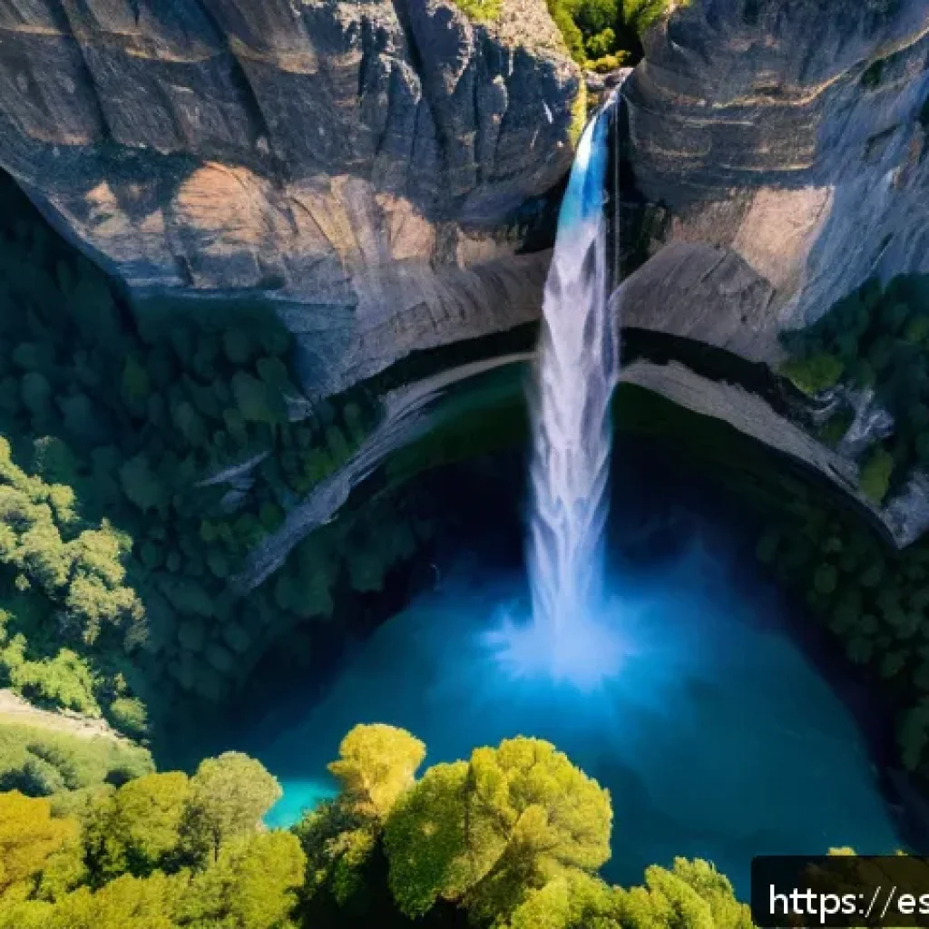 폭포 주변 드론 비행 가능 지역 - A breathtaking aerial view of the Cola de Caballo waterfall in Ordesa y Monte Perdido National Park,...